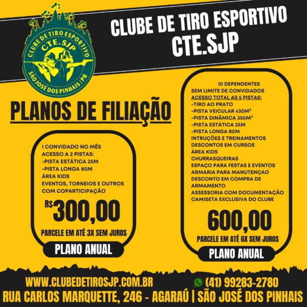 plano de filiação clube de tiro